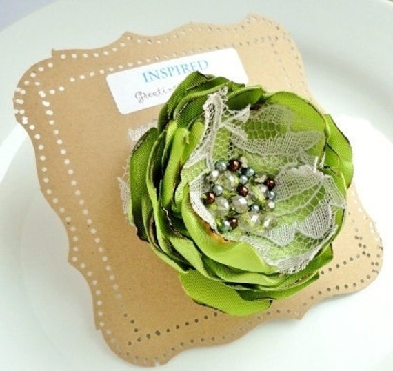 Green Silk Flower Pin Brooch Green Dress Sash Belt Flower Pin Etsy