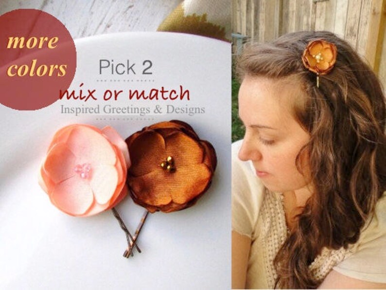 Pick 2 Small Satin Hair Flowers Silk Fall Flower Girl Hair Etsy