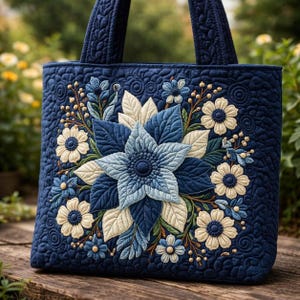 Blue Floral Handbag - Etsy