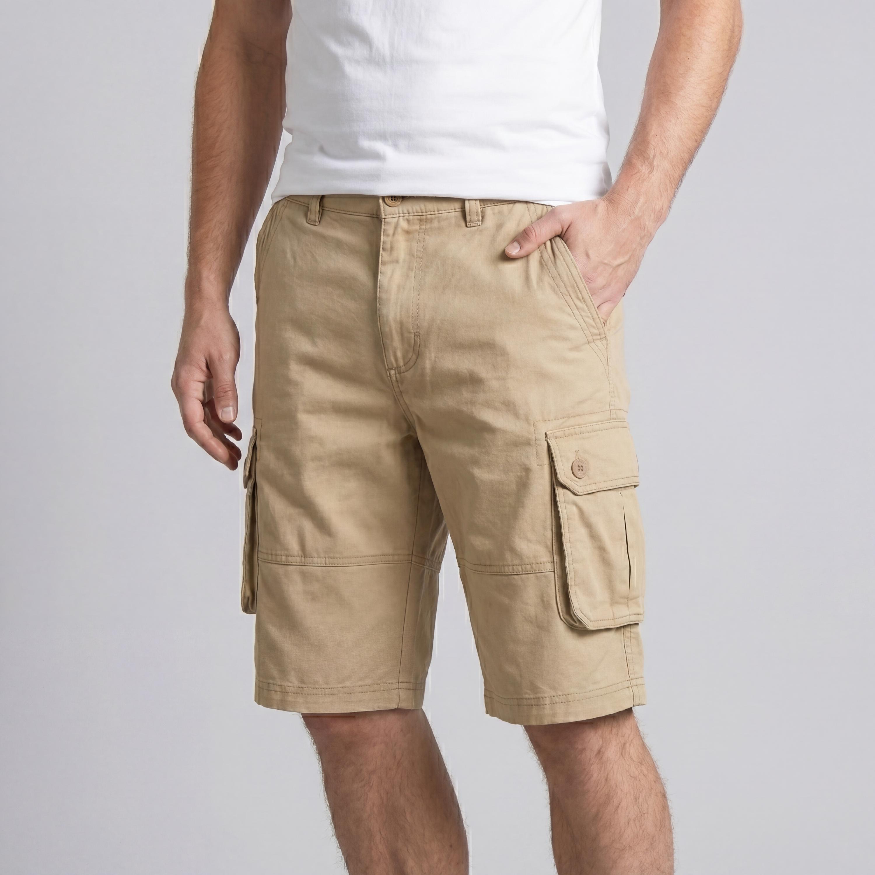 Men's Cotton Cargo Shorts Knee-Length Utility Outdoor Wear