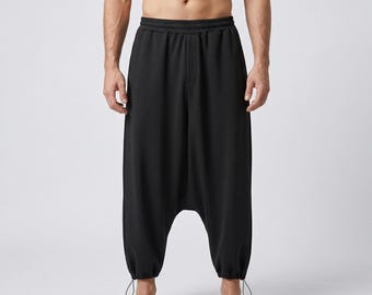 Pantaloni harem da uomo a cavallo basso / Pantaloni streetwear minimalisti dalla vestibilità ampia