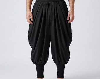 Baggy harem-joggingbroek heren | Losse broek met laag kruis | Streetwear vrijetijdsbroek | Broek met trekkoord in elastische taille