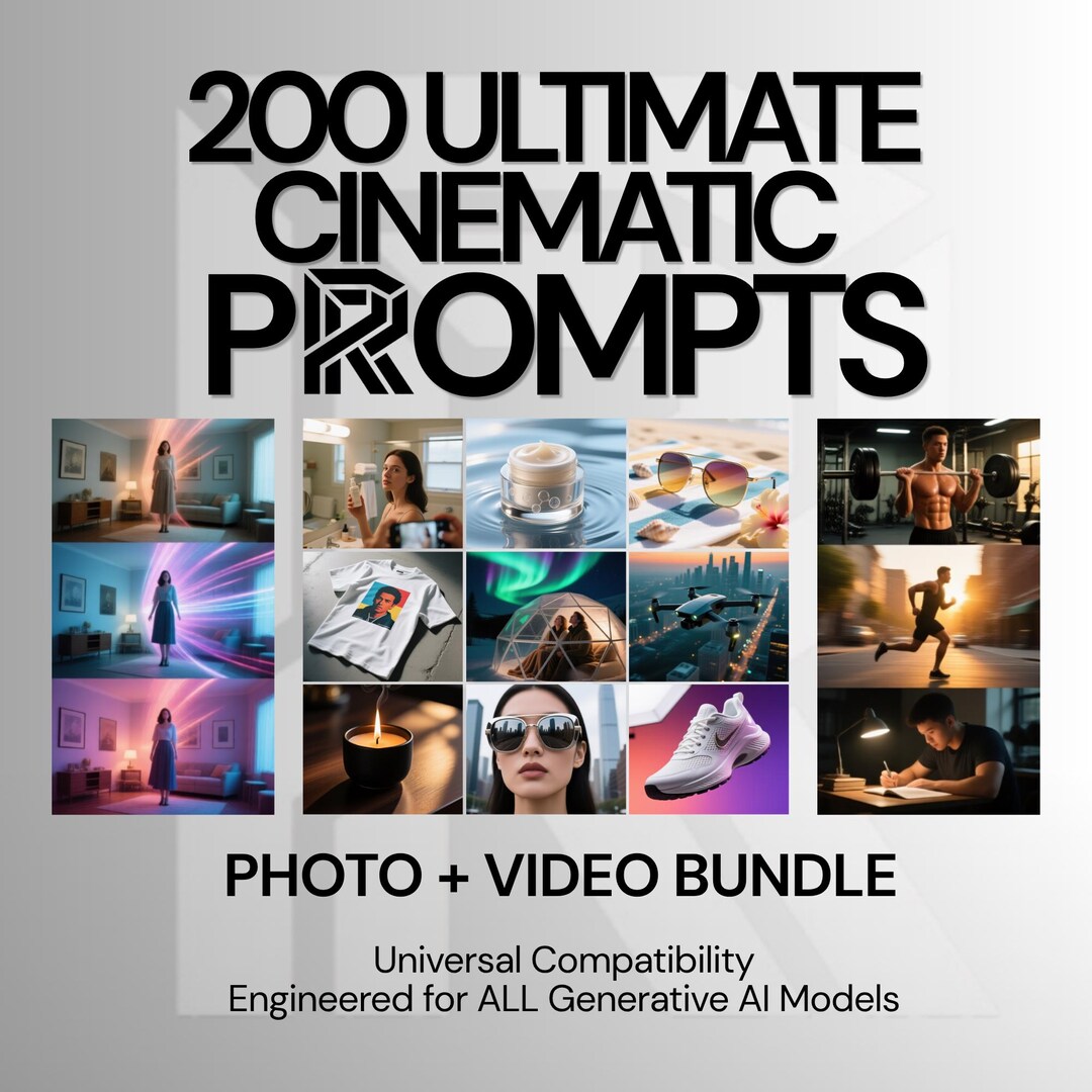Ultimate AI Video & Photo Prompt Bundle | 200 Cinematic Prompts for ...