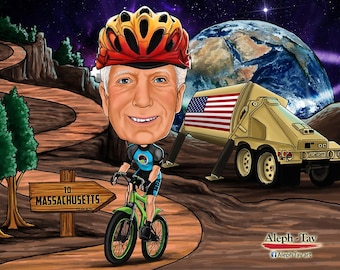 Cadeau d’anniversaire pour lui qui aime le cyclisme, cadeau sportif caricature portrait