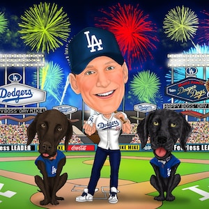 Dad's birthday Caricature Baseball gifts, Brother's Birthday digital cartoon sports gifts