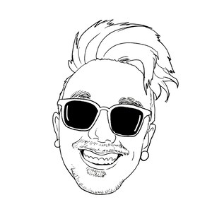 Black and white digital profile picture / black and white caricature / cool personalized profile picture