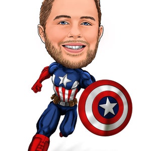 Personalizza captain america caricatura cartone animato ritratto regalo per gli uomini