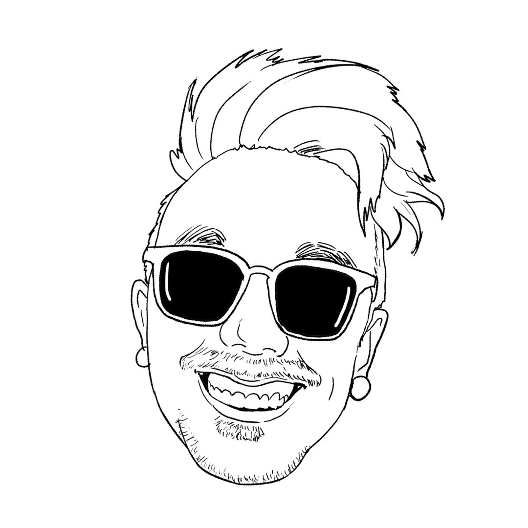 Black and White Cartoon Profile Picture: Personalized Digital Portrait ...