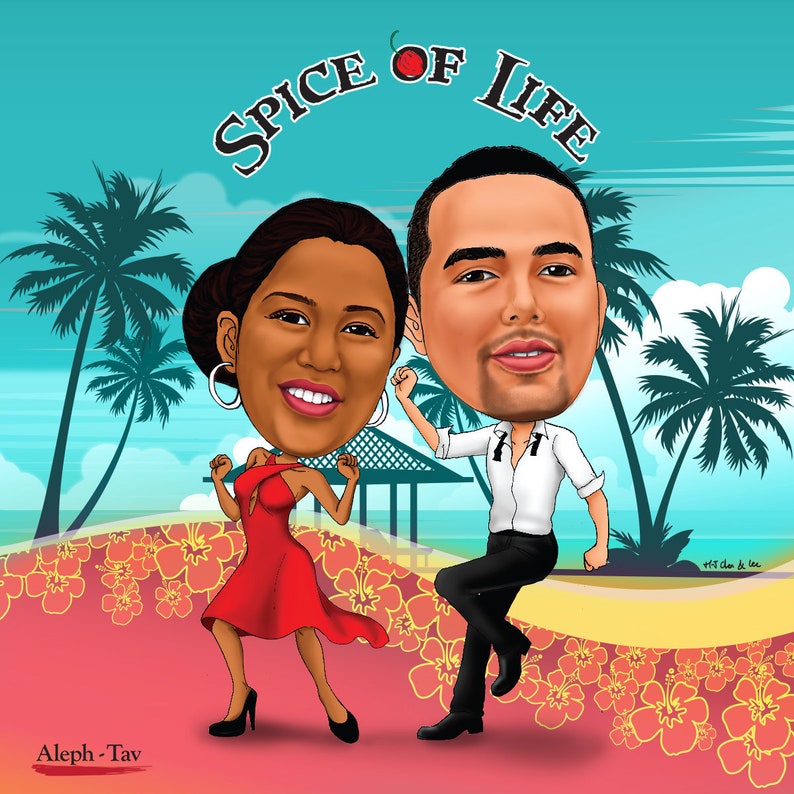 Beach Theme Caricature For Save The Dates Ideas For Proposal Etsy