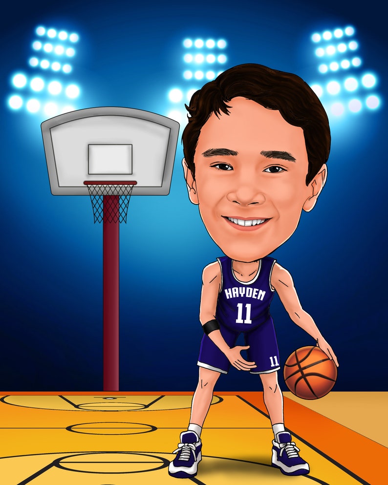 Basketball Player Birthday Gift Caricature for Son With Ready | Etsy