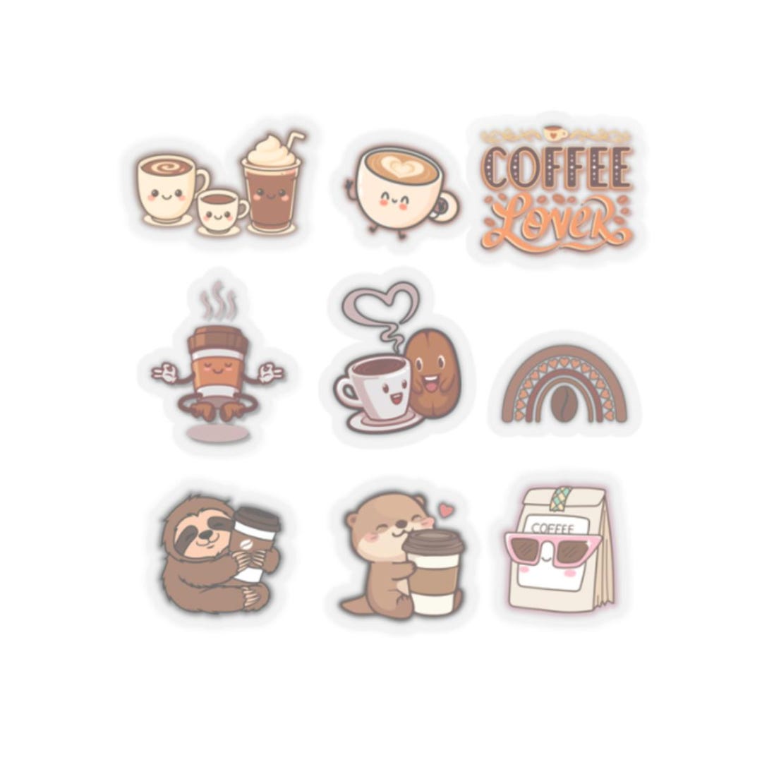 341"} Cute Coffee Sticker Sheet | Kawaii Coffee Stickers | Coffee Lover ...