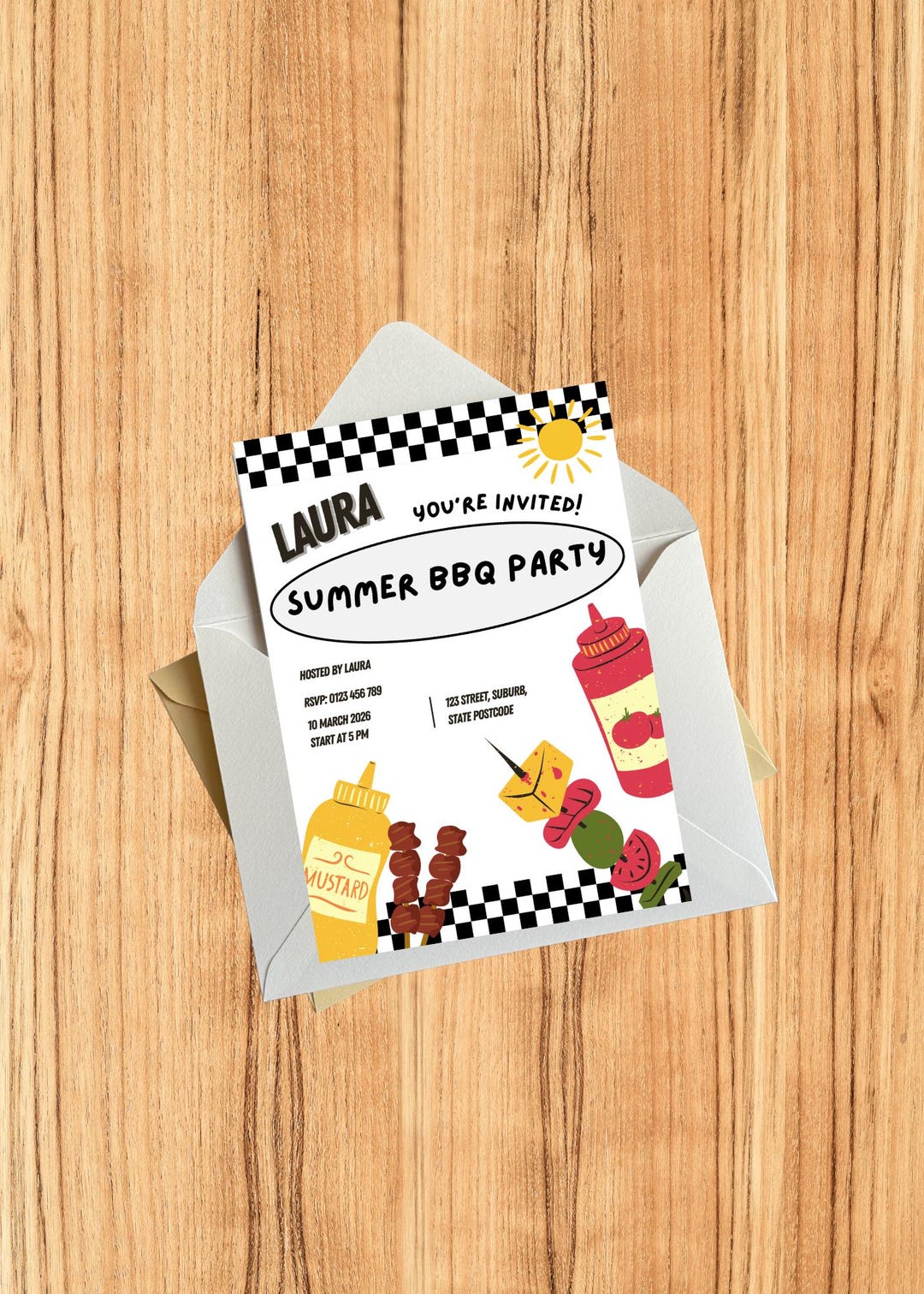 Summer BBQ Party Invitation Template | Editable Digital Invite ...