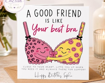 Funny Best Friend Birthday Card | Personalised Friend Birthday Card | Bra Birthday Card | Bestie Card | Birthday Card For Her