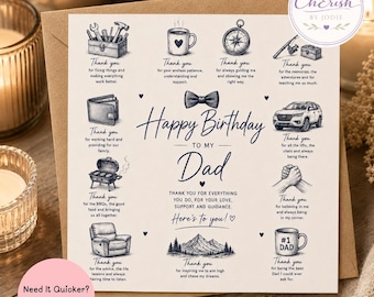 Birthday Card For Dad | Thank You Dad Birthday Card | Sentimental Dad Card | Special Dad Birthday Card | Father Birthday Card