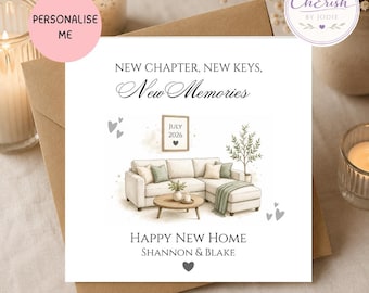 Personalised New Home Card | Housewarming Card | New Home Gift | First Home Card | Custom Couple Names & Move Date | New House Keepsake