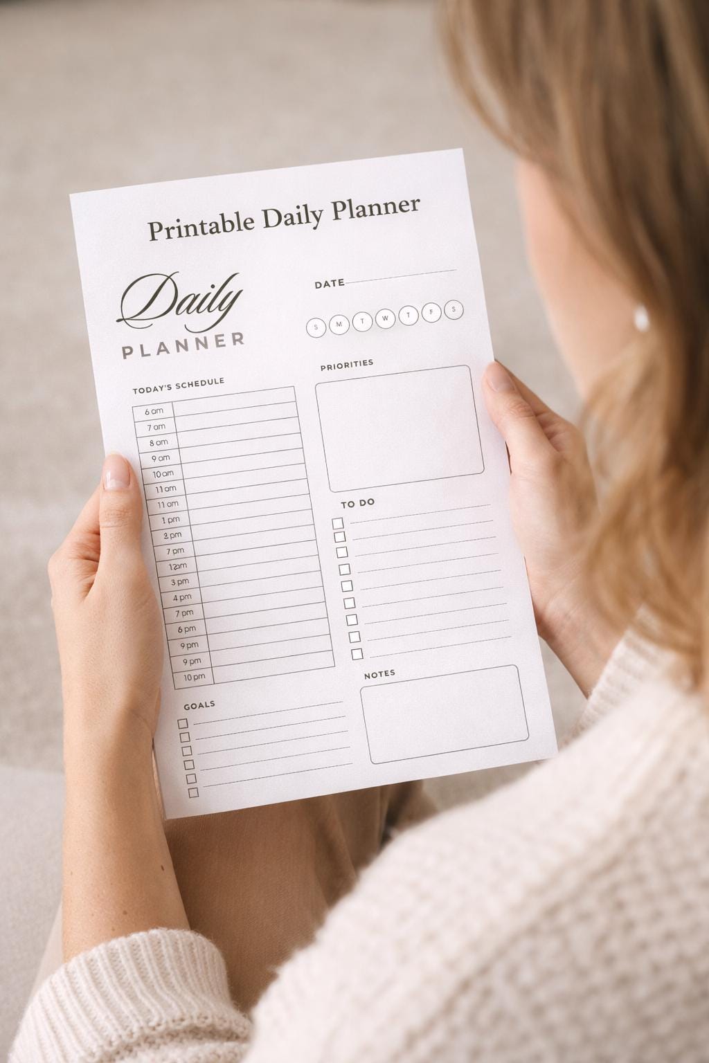 Minimalist Daily Planner Printable | ADHD Focus Organizer, Time ...