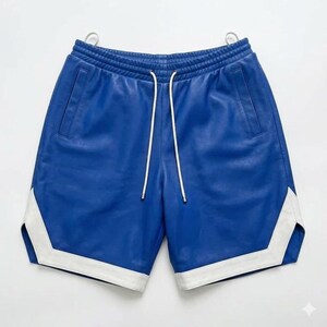 Rick Owens Geobasket Shorts in Royal Blue Leather
