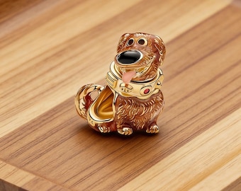 Colgante con dije de Golden Retriever, chapado en oro de 14 quilates.