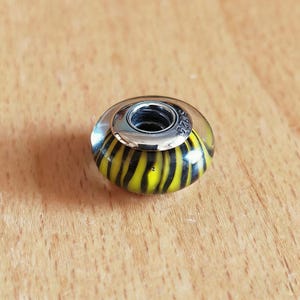 Tiger Haut Print Perle,handgefertigte Murano Glas Anhänger,Sterling Silberkern
