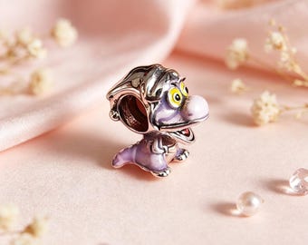 Sterling Silver Figment Dragon Charm, Purple Enamel Epcot Pendant