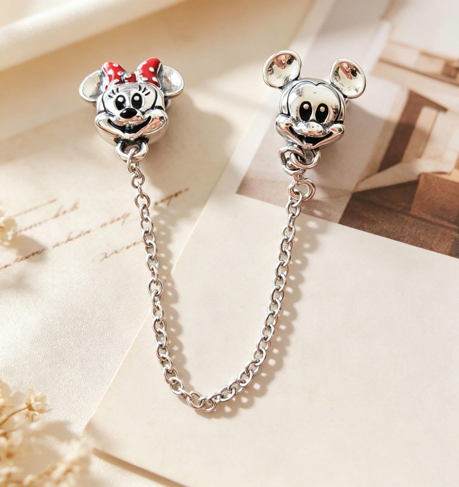 PANDORA Disney ミッキーマウス ブレスレットセーフティチェーン付き Pandora Mickey Mouse Safety Chain - Etsy