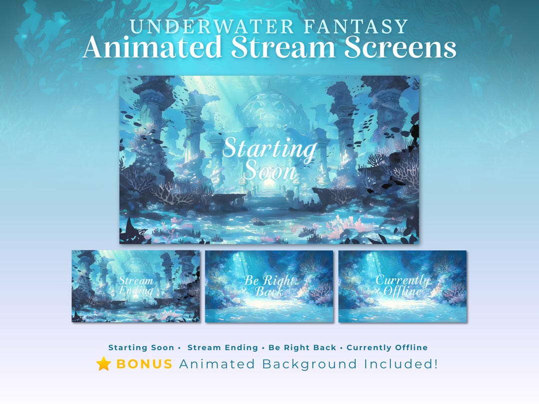 Underwater Twitch Screen Ocean Twitch Streaming Screen Blue Stream ...