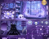 Witch Stream Pack Cozy Purple Vtuber Overlay Pack Gothic Cute Twitch Aesthetic Magical Animated Background For Vtuber Streaming Assets Pack