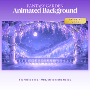 Enchanted Garden Animated Background Fantasy Twitch Animated Background Purple VTuber Stream Background Seamless Animated Loop