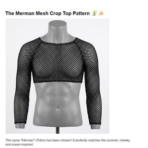 Haakpatroon voor een crop top met zeemeermanmotief | Visnet overhemd voor heren, naadloze top voor zomerfestivals, queer haakpatroon, digitale download