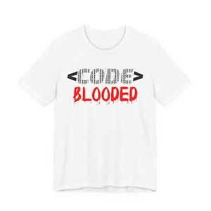 Funny Programmer T-Shirt | Code Blooded Shirt | Software Engineer Coding Humor Tee | Coder DNA Gift | Computer Science Apparel