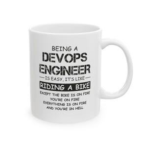Funny DevOps Engineer Mug | Everything is on fire Coffee Mug | SRE SysAdmin Gift | Cloud Engineer Humor | IT Support Joke Mug