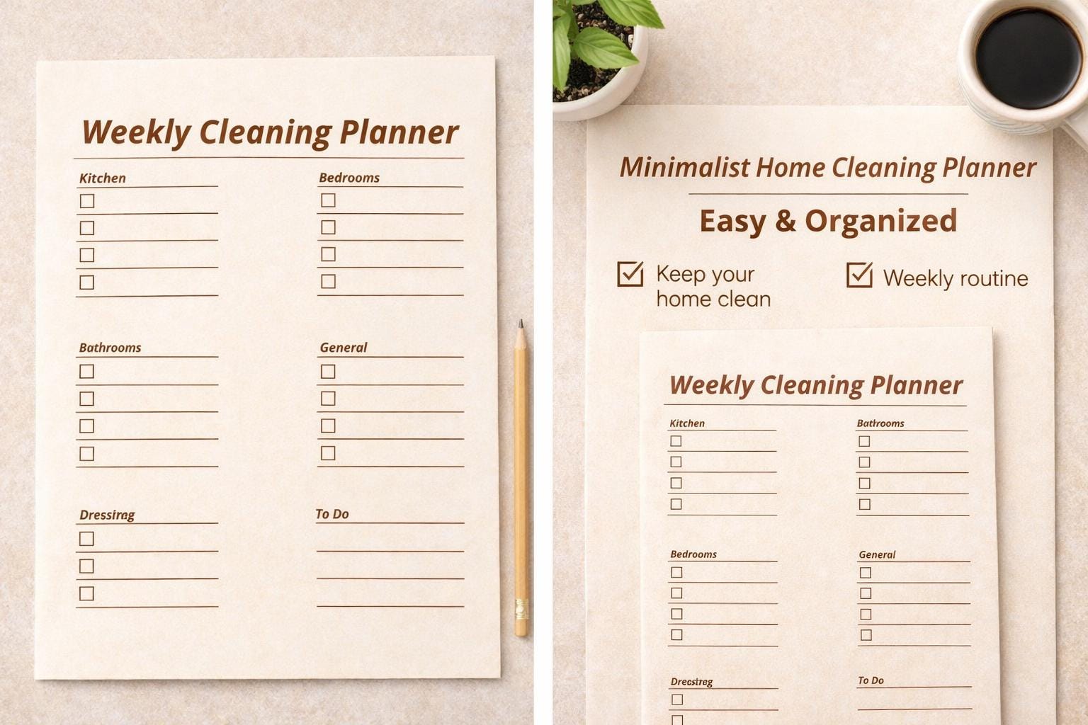Weekly Cleaning Planner Printable | Home Cleaning Checklist ...