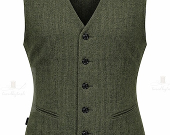 US | UK Green Waistcoat (Vest) Tweed  | Wedding | Groom | Destination Wedding | Groomsmen | Outdoor