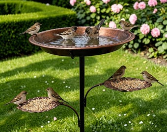 Eisen Kupfer Blatt Vogeltränke und Futterhäuschen, Outdoor Garten Yard Decor