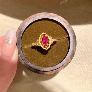 Ruby Vintage Ring: 925 Sterling Silver Stacking Band Her Anniversary