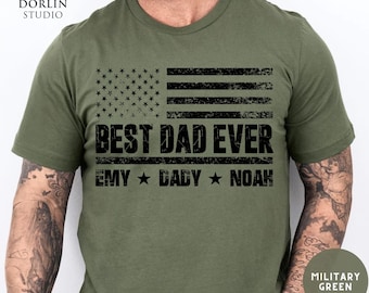 Personalized Dad Shirt, American Flag Dad Ever Tee, Fathers Day Gift