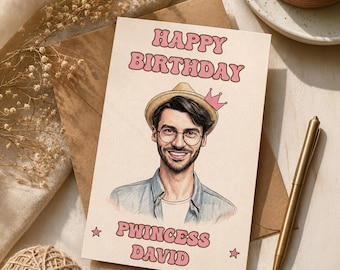 Personalized Meme Birthday Card, Custom Portrait, Chaotic Humor (4" x 6")