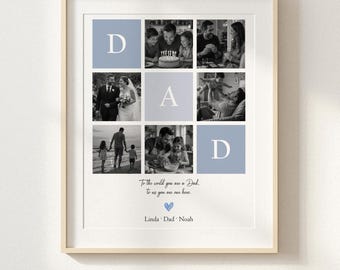 Personalized Dad Photo Print, Father's Day Gift from Kids, Custom DAD Picture Poster, Photo Collage Wall Art