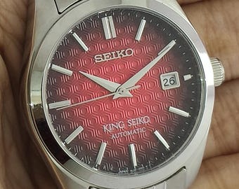 Vintage King Seiko Automatic Red Dial Stainless Steel Men's watch Serviced