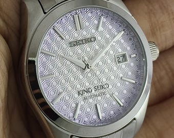 Vintage King Seiko Automatic Purple Dial Stainless Steel Men's watch Serviced