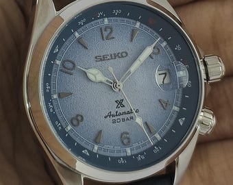 Vintage Seiko Prospex Alpinist Automatic Sky Blue Dial "Rock Face"  Men's Watch Serviced