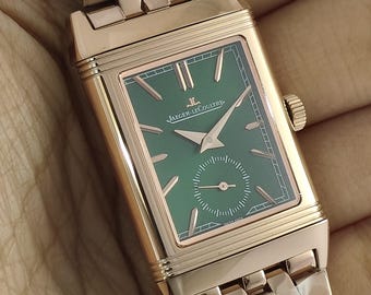 Vintage Jaeger LeCoultre Reverso Tribute  Men's Watch: Green Dial, Stainless Steel, All Working