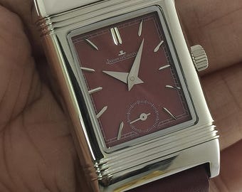 Vintage Jaeger LeCoultre Reverso Tribute  Unisex Watch: Red Dial, Stainless Steel, All Working