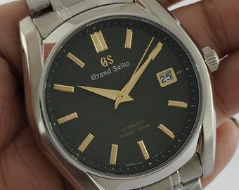Vintage Grand Seiko Automatic Men's Watch: Green Dial, Stainless Steel, Date, All Working