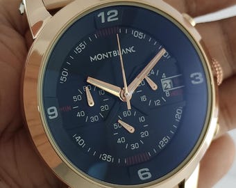 Vintage Montblanc Chronograph Men's Watch: Black Dial, Stainless Steel, All Working