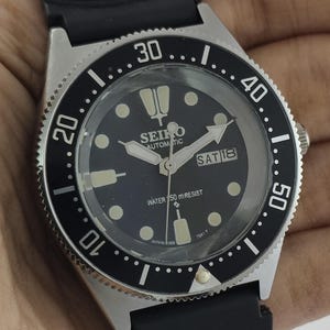 Vintage Seiko Diver Turtle Automatic Black Dial Rotating Bezel Men's Wristwatch Serviced