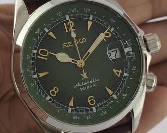 Vintage Seiko Prospex Alpinist Automatic Green Dial "Rock Face"  Men's Watch Serviced