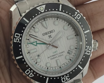 Reloj Seiko Prospex GMT automático vintage para hombre, esfera blanca, acero inoxidable, 42 mm.