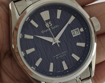 Vintage Grand Seiko Automatic Men's Watch: Blue Dial, Stainless Steel, Date, All Working
