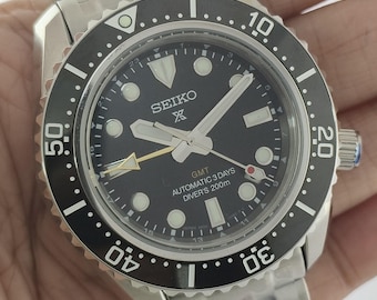 Reloj Seiko Prospex GMT automático vintage para hombre, esfera negra, acero inoxidable, 42 mm.